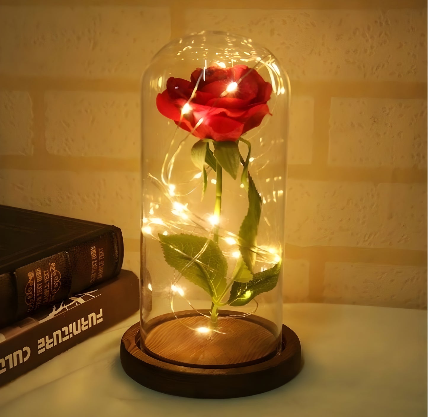 Kristallen Eeuwige roos onder LED